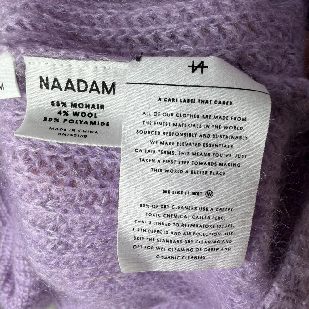 NAADAM Umbriel Turtleneck Sweater Lilac Purple Size Medium Revolve Mohair Blend